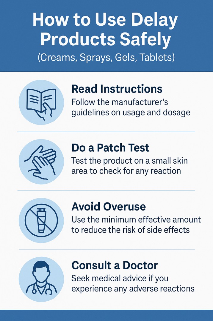 How to Use Delay Products Safely (Creams, Sprays, Gels, Tablets)?