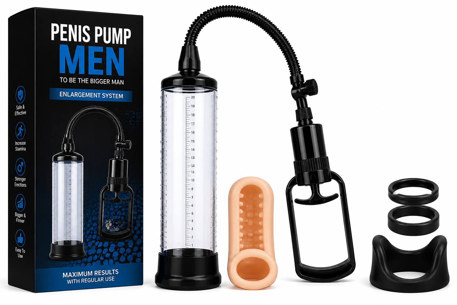 Penis Pump in UAE with Transparent Vacuum Cylinder and Manual Pump Set